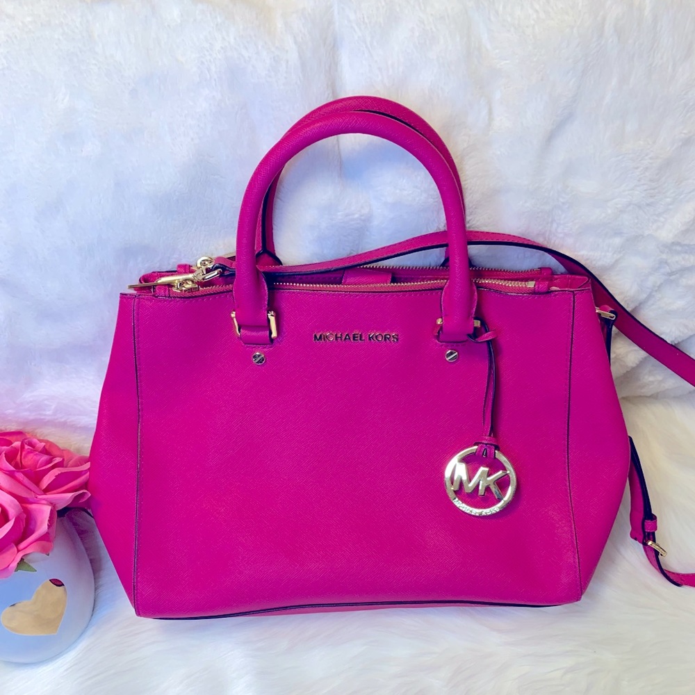 Michael Kors Sutton Saffiano Rasberry Leather Bag